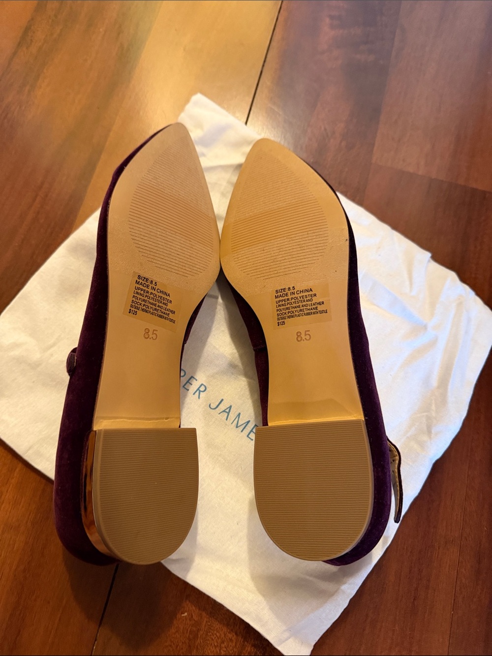 NWOT Draper James Women's Velvet Mary Jane Flats in Plum 8.5 - Picture 9 of 10